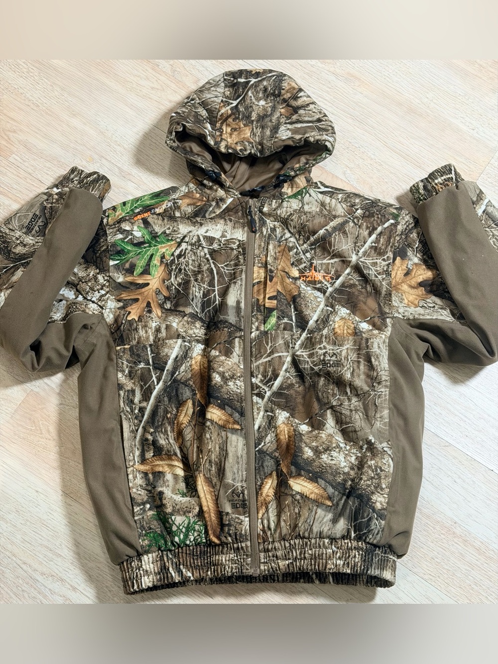 Men's Realtree-Style Hooded Puffer Jacket in Brown Camo